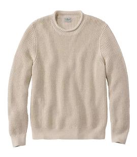 L.L. Bean Men's Bean's Organic Waffle Rollneck Crew Sweater Regular ANTIQUEWHITE