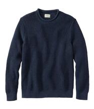 L.L. Bean Men's Bean's Organic Waffle Rollneck Crew Sweater Regular CARBONNAVY