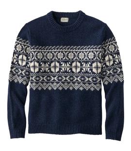 L.L.Bean Men's Bean's Classic Raggwool Crew Sweater Fair Isle Regular NAVYFAIRISLE