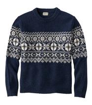 L.L.Bean Men's Bean's Classic Raggwool Crew Sweater Fair Isle Regular NAVYFAIRISLE