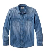 L.L.Bean Men's Sunwashed Denim Shirt Long Sleeve Slightly Fitted Regular MEDIUMWASH