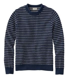 L.L.Bean Men's Bean's Organic Waffle Rollneck Crew Sweater Birdseye Regular CARBONNAVYBIRDSEYE