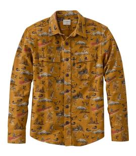 L.L.Bean Men's 1933 Chamois Cloth Shirt Slim Fit Print Regular BRASSYOLIVESCENIC