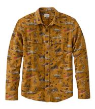 L.L.Bean Men's 1933 Chamois Cloth Shirt Slim Fit Print Regular BRASSYOLIVESCENIC