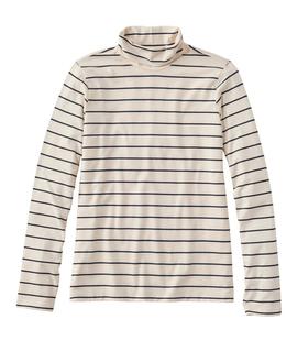 L.L. Bean Women's Soft Stretch Supima-Blend Tee, Turtleneck Stripe SAILCLOTH/CLASSICNAVY