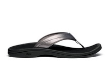 OLUKAI WOMENS OHANA SANDAL PEWTER/BLACK