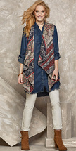 Tribal Womens Denim Fringe Hem Dress