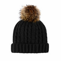 Mitchies Matchings Womens Cable Fur Pom