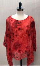 Tempo Paris Womens Coral Silk Print Poncho