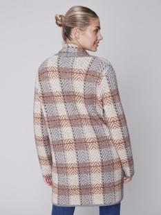 Charlie B Women's Long Plaid Cardigan with Shawl Collar Alternate View