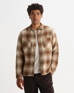 Wax London Whiting - Natural And Ecru Overlap Check Overshirt Alternate View